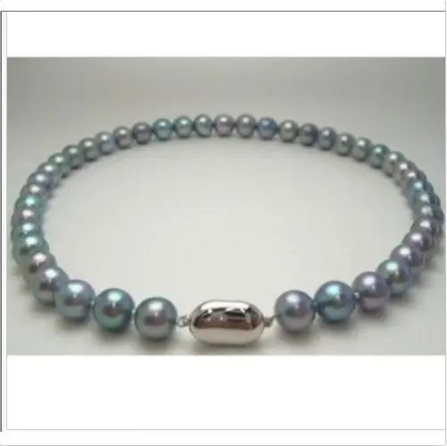 

FREE SHIPPING HOT sell new Style >>>>rare AAA+10-11mm natural south seas blue gray pearl necklace 18inch send gift