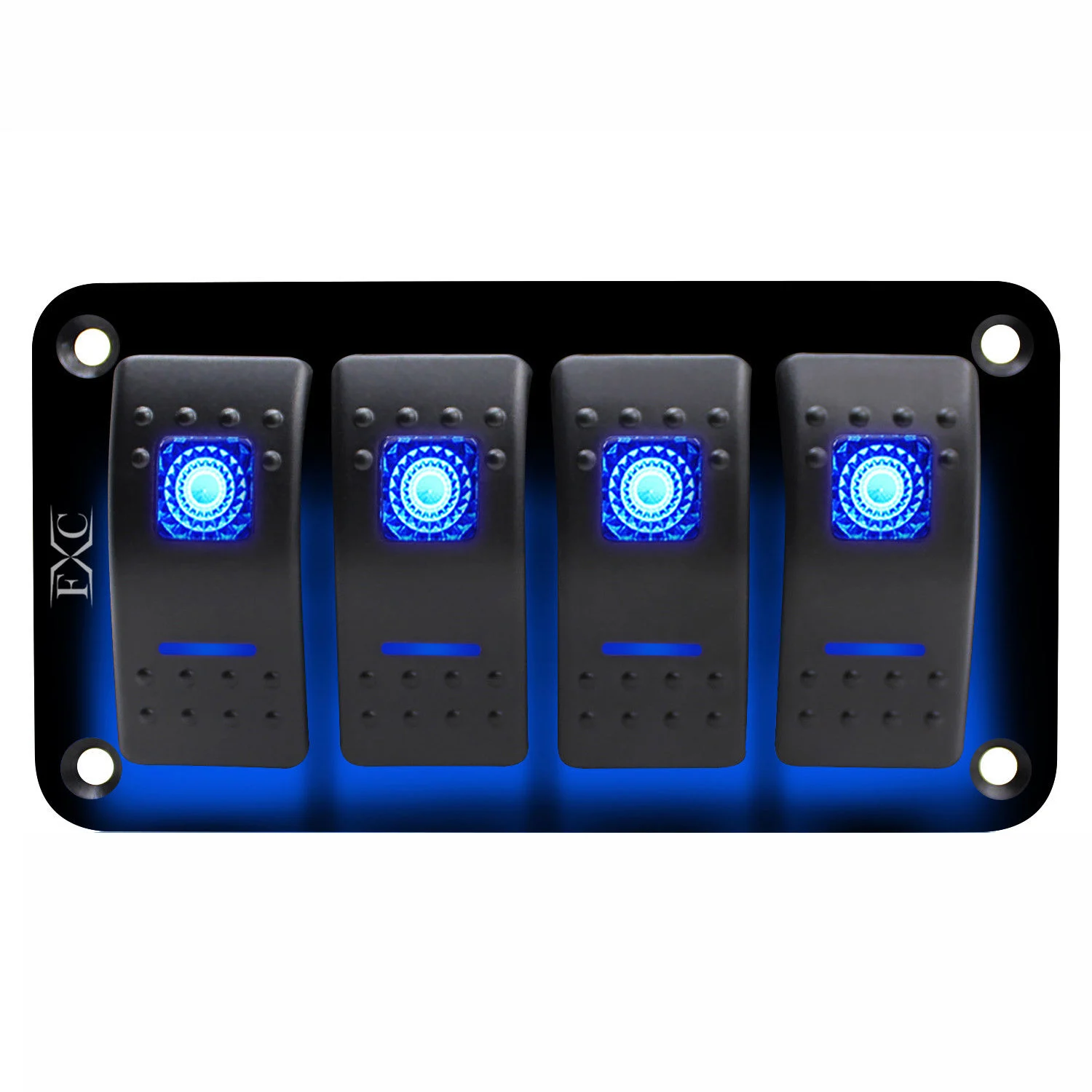 New 12V-24V 4 gang blue 2 LED Light Rocker Switch Panel Circuit Breaker Boat Marine IP67 Waterproof Voltmeter Car | Обустройство дома