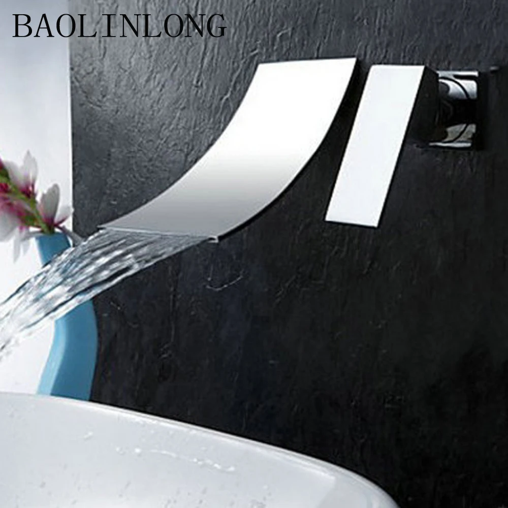 BAOLINLONG في جدار التصميم النحاس صنابير حمام الغرور أحواض من الزجاج خلاط الشلال الحنفية الحنفية BAOLINLONG في جدار التصميم النحاس صنابير حمام الغرور أحواض من الزجاج خلاط الشلال الحنفية الحنفية