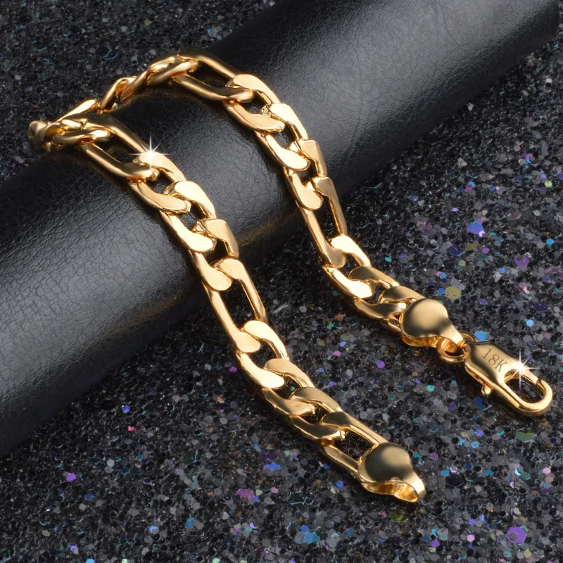 MEEKCAT 2019 новый браслет из чистого золота 18 K 8 мм 21 см браслеты плетеные цепи для