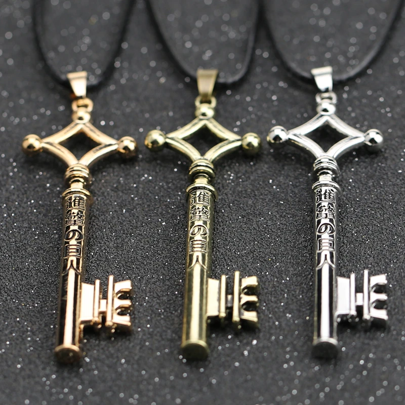 Attack On Titan Necklace Eren Key Shingeki No Kyojin Pendant Fashion Vintage Retro Anime Jewelry For Men Cosplay Wholesale