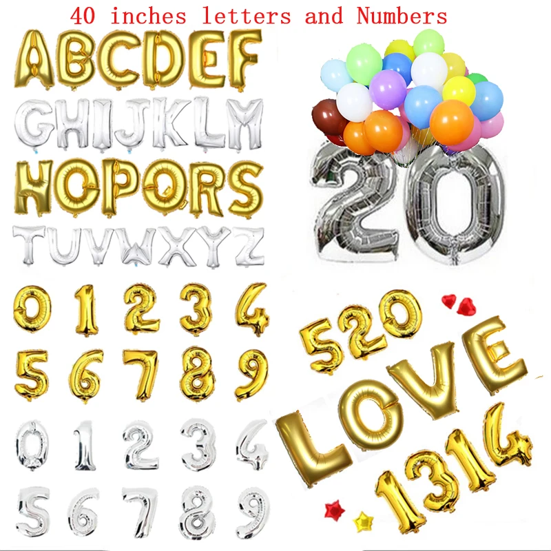 

Hot Party 1pcs decoration Alphabet number Letter foil baloons 40 inch Children birthday party wedding device aluminum balloons