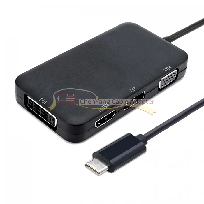 Комбинированный 4 в 1 USB-C 3,1 к HDMI AV& DVI& VGA& DP адаптер для дисплея для ноутбука