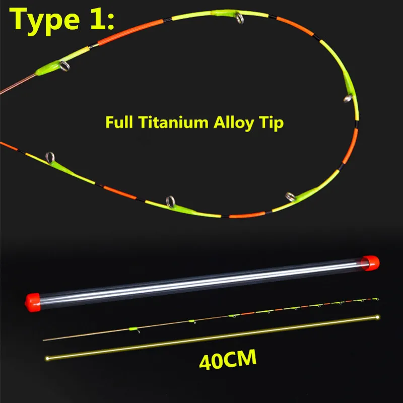 Exclusive Quality Glow in Dark Half Titanium Fiberglass Fishing Rod Tip Unbreakable Sensitive Fishing Rod Tip 55cm 2.6mm Dia