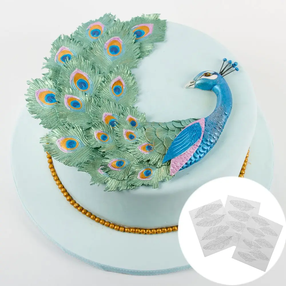 3D Chocolate Cake Mold Fondant Silicone Bakeware Peacock Feather Mould