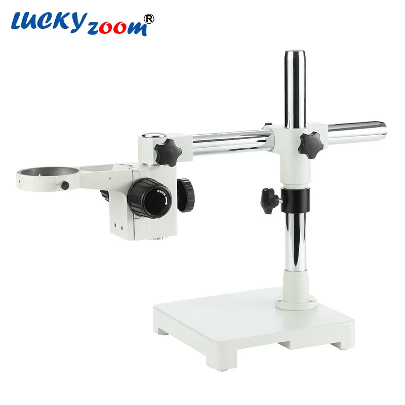 Lucky Zoom Brand Professional Adjustable Boom Stand For Binocular Trinocular Stereo Microscope 76MM Head Holder Aluminum Base Zoom Microscopio Support Stage