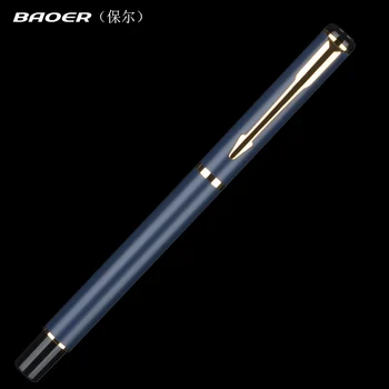 

Baoer 801 gold clip scrub blue fountain pen ink pen Office writing gift pen