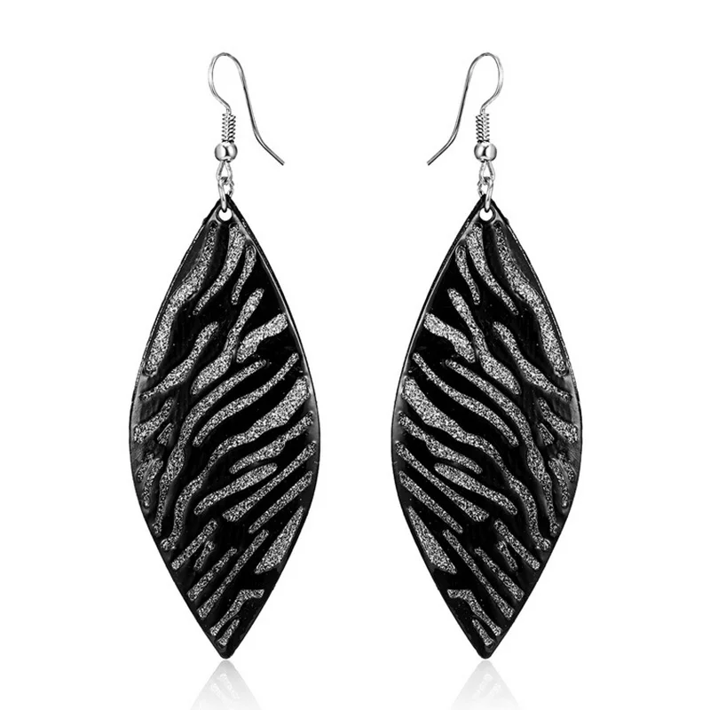 

Bohemian Solid Color Earrings Latte Ornaments Geometric Openwork Leaves Butterfly Scrub Owl Rose Peacock Love Black Jewelry