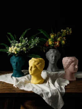 

Nordic Architectural Decoration Style Ceramic Vase Ceramic Vase Venus Head Artificial Flower Decoration Interior Decoration