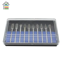 10PCS 1/8 inch Tungsten Carbide Burr 3mm Rotary Cutter files Set CNC Engraving DIY Hobby Bit Tool Accessories 3mm*6mm with Box