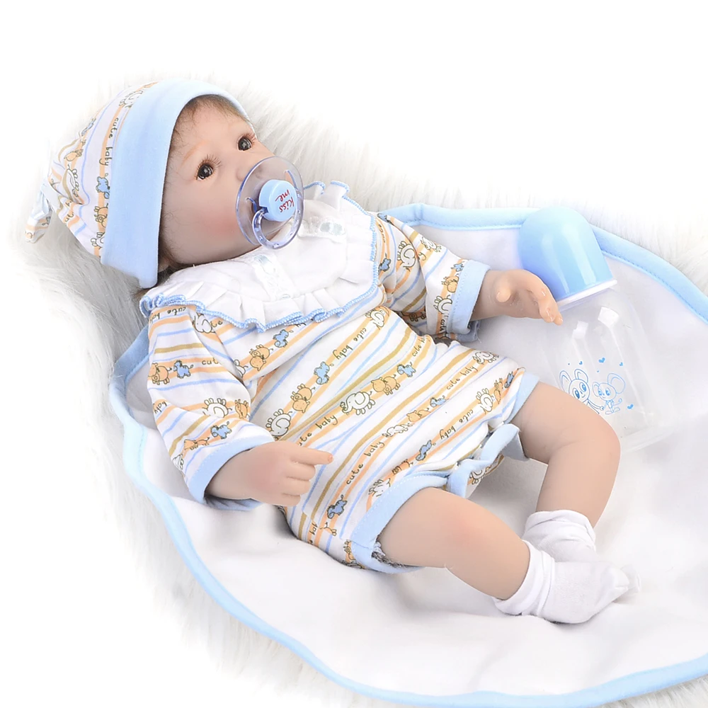 

KEIUMI New Born Realistic 16'' Soft Silicone Reborn Baby Dolls Wear Rompers Lifelike Babies Doll Real Like Toddler Kids Playmate