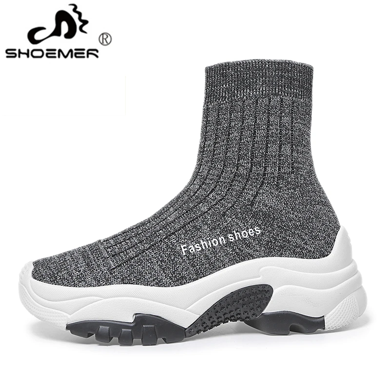 

SHOEMER sports shoes ladies High-top knitted breathable sports shoes socks New boots thick-soled shoes women high shoes