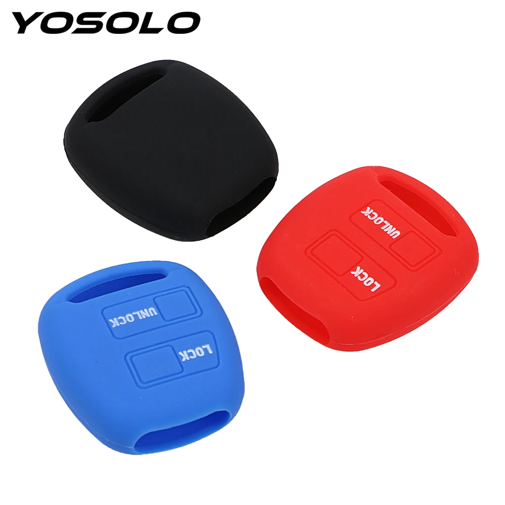 

YOSOLO 2 Buttons Key Case for Car 3 Colors Car-styling Auto Accessories Key Protect Bag For TOYOTA Silicone Key Shell Cover Fob