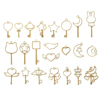 

5Pcs Cabochon Base Setting Key Frame Pendant Bezel Setting DIY UV Resin Charms