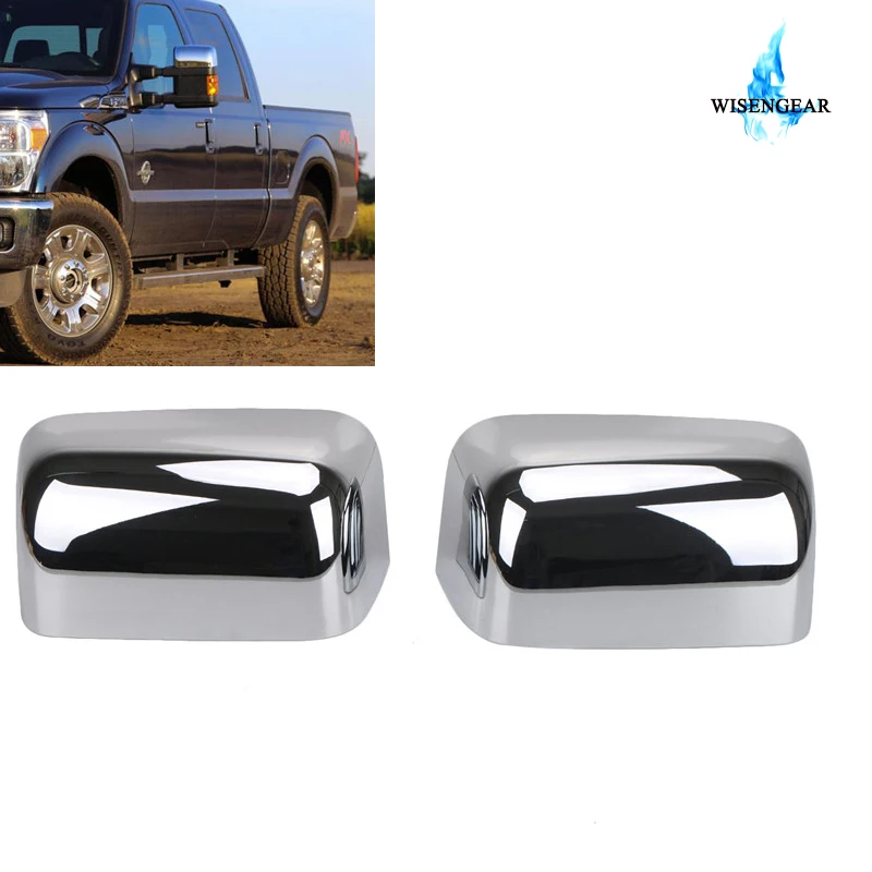 Chrome Mirror Covers 2008-2016 FORD F250 F350 SUPERDUTY TOWING Top Half Overlays
