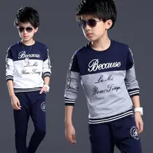 Детский весенне-осенний спортивный костюм для отдыха для мальчиков детская футболка с длинными рукавами и надписью+ штаны, спортивный костюм из 2 предметов одежда для От 3 до 12 лет