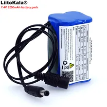 Liitokala 보호 7.4 v 5200 mah 8.4 v 18650 li lon 배터리 자전거 조명 헤드 램프 특수 배터리 팩 dc 5.5*2.1mm