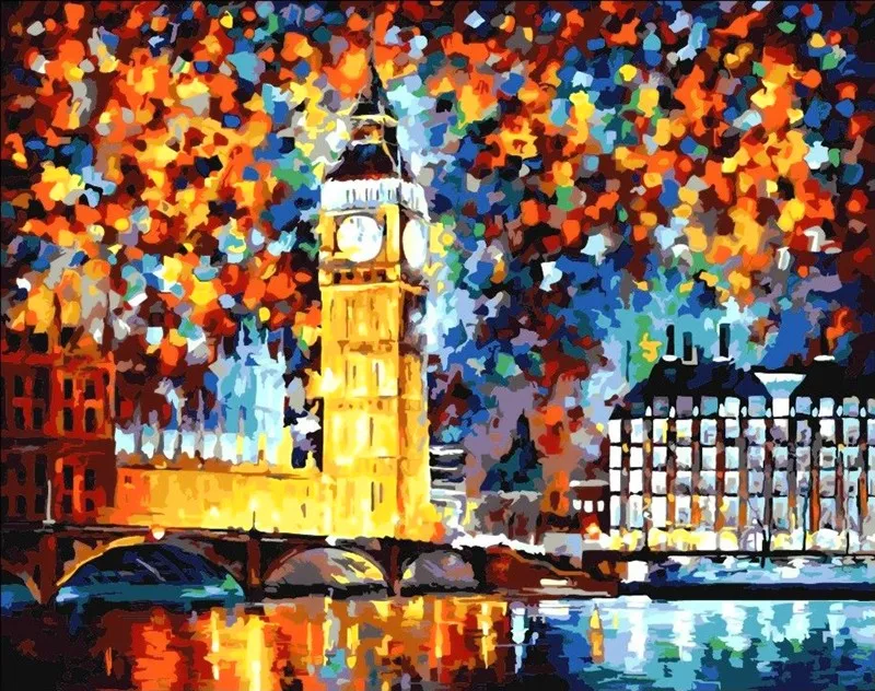 Landscape London Night View Frameless Picture Painting By Numbers Diy