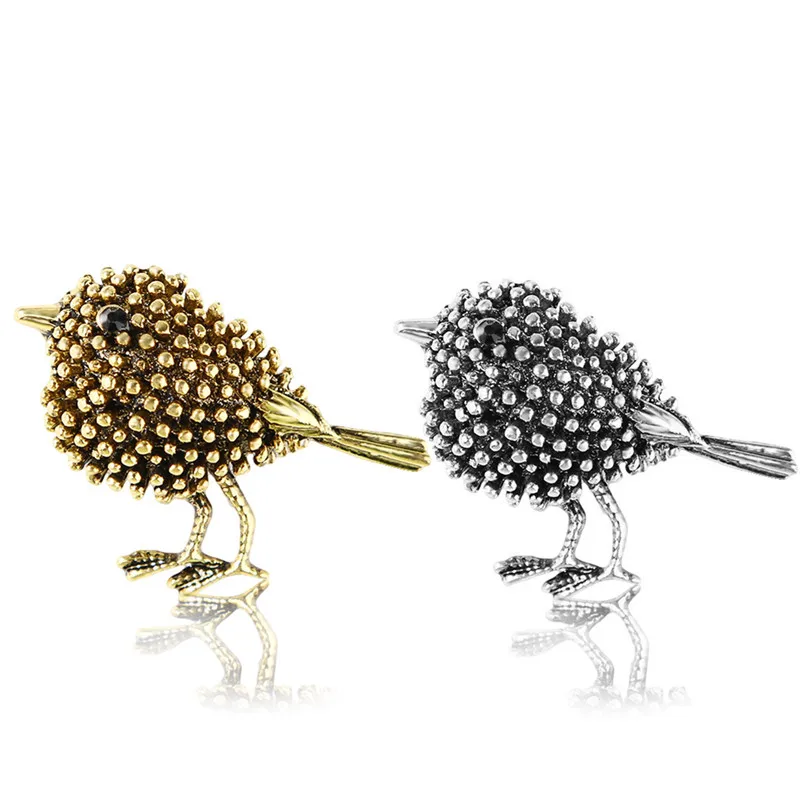 

QianBei Gold Silver Vintage Brooches Cartoon Bird Brooch Pins for Women Dress Decoration Antique Scarf Collar Animal Brooch Pins