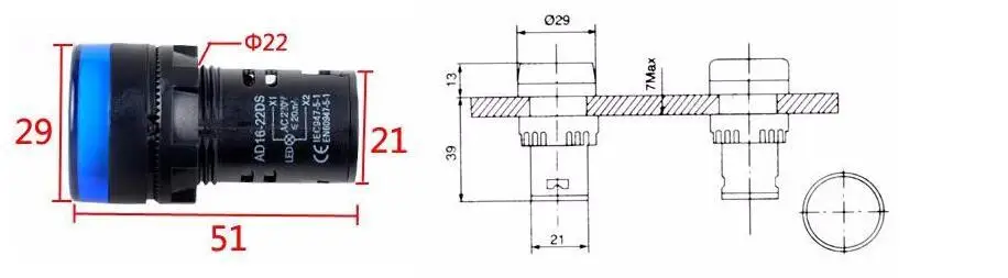 1 шт выбор 6 V 12 V 24 V 36 V 48 V 110 V 220 V AD16-22DS светодиодная сигнальная лампа красный/зеленый/Huang/синий/белый индикаторы