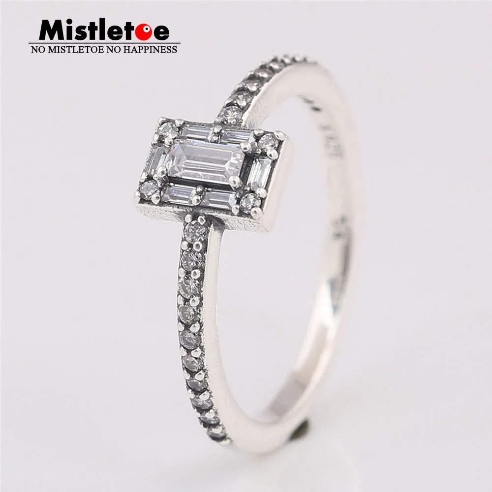 

Mistletoe Genuine 925 Sterling Silver Luminous Ice Ring, Clear CZ European Jewelry