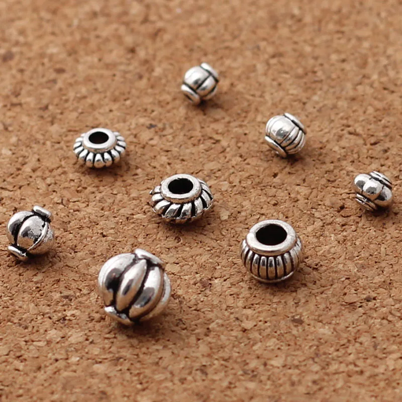 

50pcs/lot Tibetan Silver Lantern Design Metal Beads 4-8mm Handcraft Ornament Charm Spacer Beads DIY Jewelry Making Bracelets