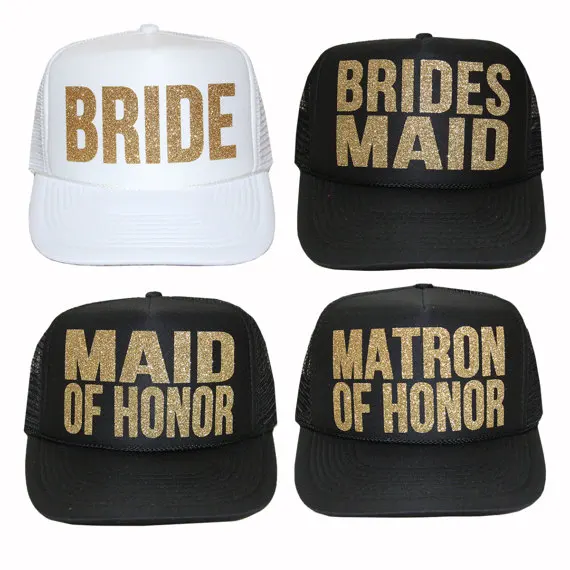 Золотистые блестящие свадебные шапки подружки невесты Матрона чести девичника