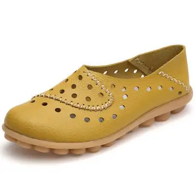 Женские лоферы из натуральной кожи; Новая модная женская обувь на плоской подошве; женские повседневные мягкие удобные лоферы для мам; повседневная женская обувь - Цвет: yellow