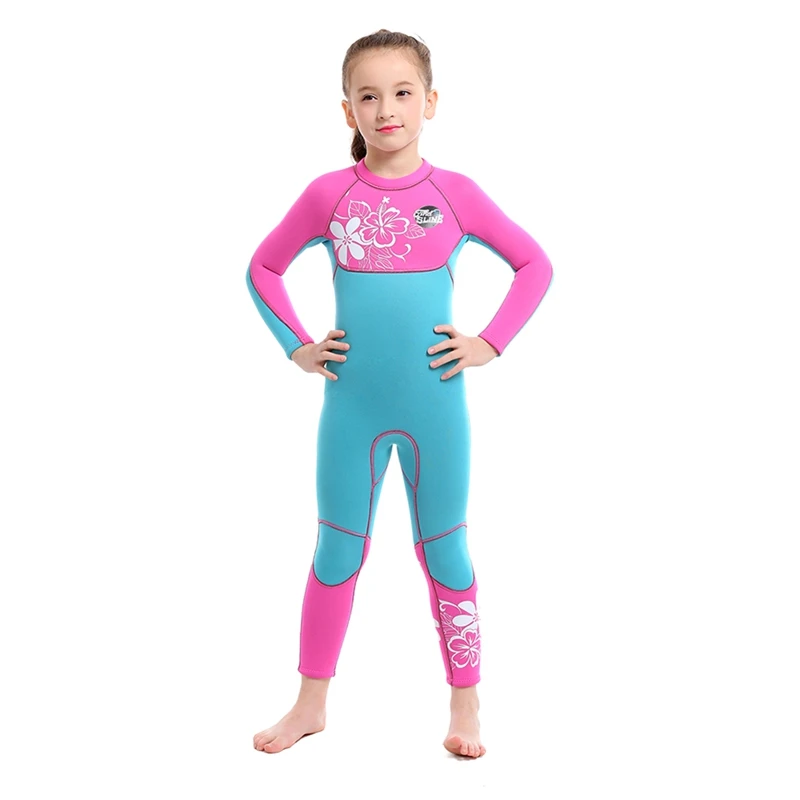 

Girl Swimsuit Children Long Sleeve One-Piece Sunshade Thermal 3mm Swimsuit Swimming Diving Surfing Suit