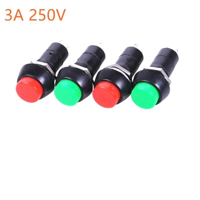10pcs/lot PBS-11A 2PIN Red Green Plastic 12mm Push Button Latching Switch G101 Self-Lock 3A 250V | Обустройство дома