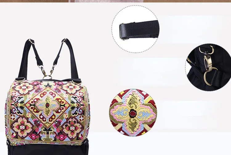 Модный женский рюкзак с цветочной вышивкой! Популярный винтажный тканевый рюкзак с вышивкой Модный Топ Модный Национальный рюкзак