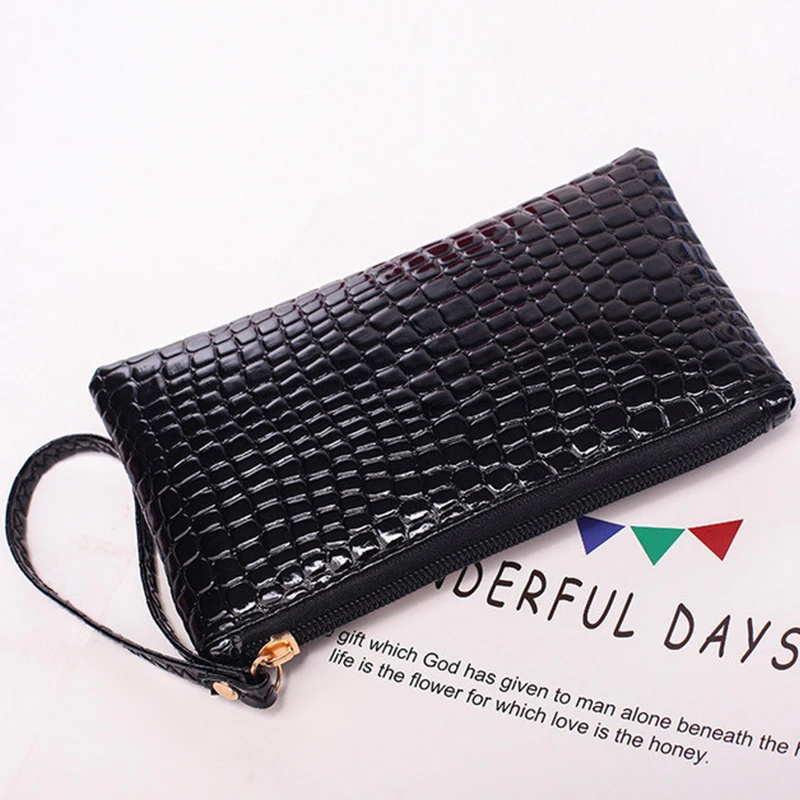 

Fashion Women Wallets Lady Solid Simple Wristlet Handbags Long Coin Money Zipper Purse Female PU Leather Clutch Portable Burse