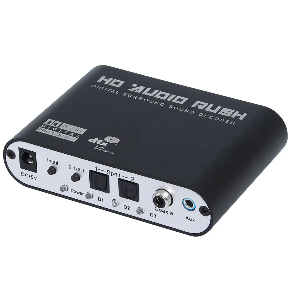 

10 PCS Digital AC3 Optical to Stereo Surround Analog HD 5.1 Audio Decoder 2 SPDIF Ports HD Audio Rush for HD Players/DVD/XBOX360
