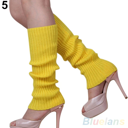 Модные женские Для женщин Сплошной Цвет вязать Зима Гетры для девочек сапоги до колена Чулки для женщин Леггинсы для женщин - Цвет: Yellow