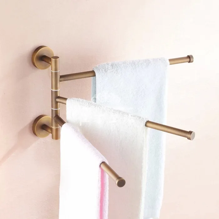 

BECOLA European towel rack Toilet towel bar Bathroom antique rotary towel bar Antique activities towel 3 bar BR-88013