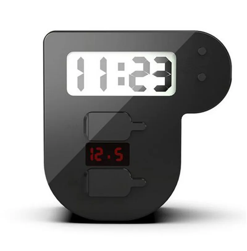 

New Waterproof 12V Motorcycle Scooter LED Digital Display Voltage Electronic Clock Dual USB Power Socket Charger Power
