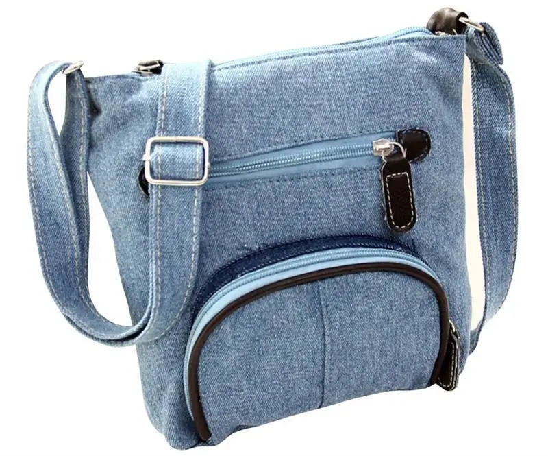 Повседневное джинсовая ткань Для женщин Crossbody сумка Мини сумка для девушки дамы небольшой Женская сумочка с клапаном Tote - Цвет: Sky blue