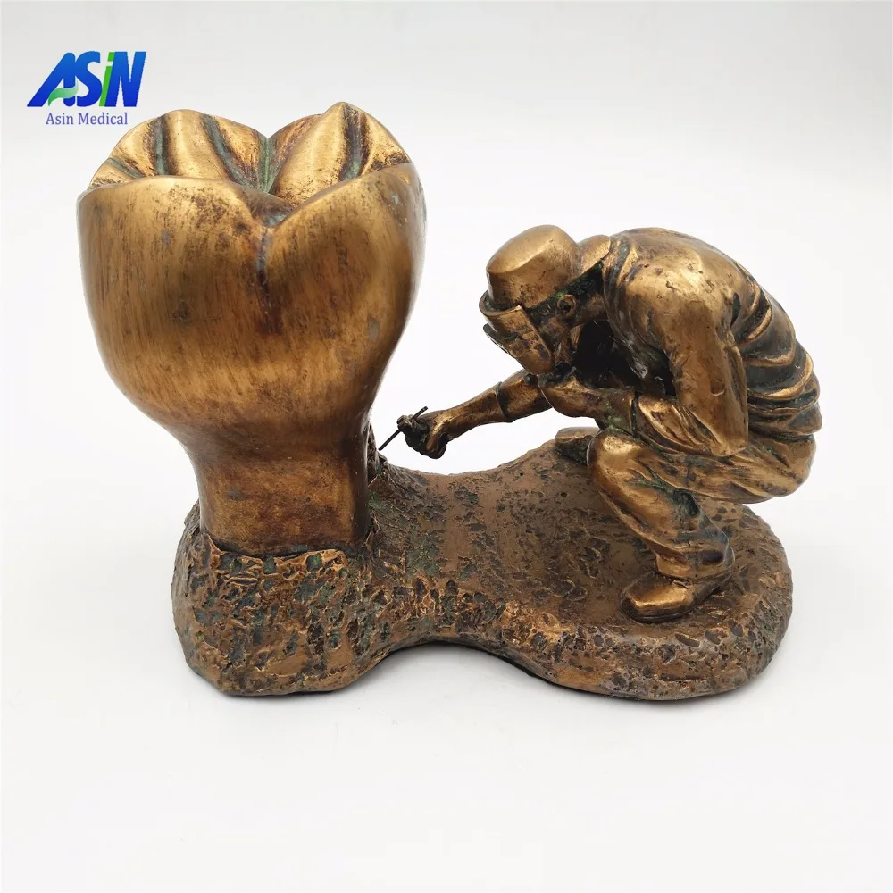 New Arrival Dental model copper material Copper statue of man and teeth