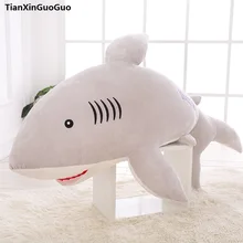 stuffed toy large 100cm cute gray shark plush toy down cotton shark very soft doll throw pillow birthday gift s0544