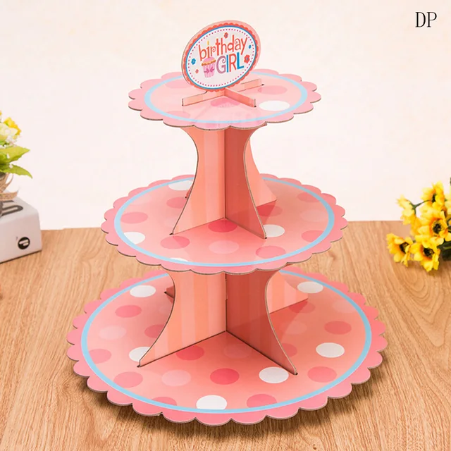 1Pcs Round Cake Stand Birthday Party Paper Cake Stand Cupcake Plate For