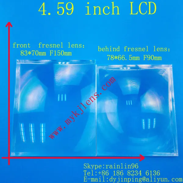 

2 pcs Rectangle Fresnel Lens for 3.5-4.8'' front 83*70mm f=150mm and behind 78*66.5mm f=90mm DIY projector lens,Plane Magnifier