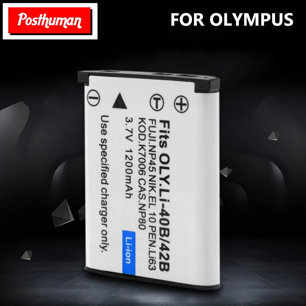 

POSTHUMAN Camera Battery for Olympus Leise D-Li63 Fuji NP45 Nikon EN-EL10 3.7V 1.2Ah Li-40B Li-42B Li 40B 42B Li40B Rechargeable