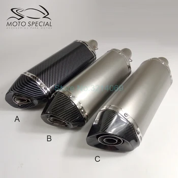 

Motorcycle Yoshimura Exhaust Pipe ID 51MM Length 470mm Stainless Steel Escape Moto Carbon Fiber Tip Muffler Pipe With DB Killer