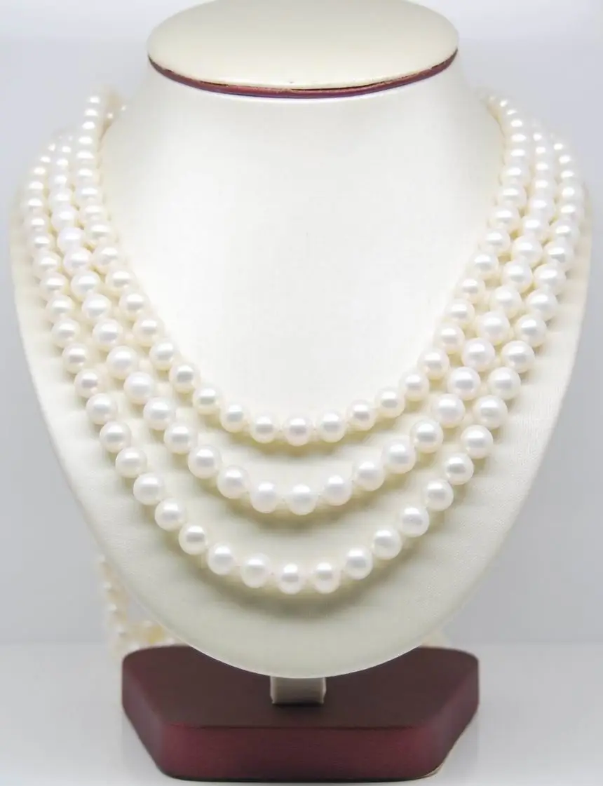 

Natural AAA 8-9mm White Pearl Necklaces 46 inch long