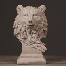 Ручная работа Волчья Голова скульптура абстрактный песчаник Lobo Статуэтка-бюст дикая природа Тотем талисман декор искусство и ремесло орнамент мебель