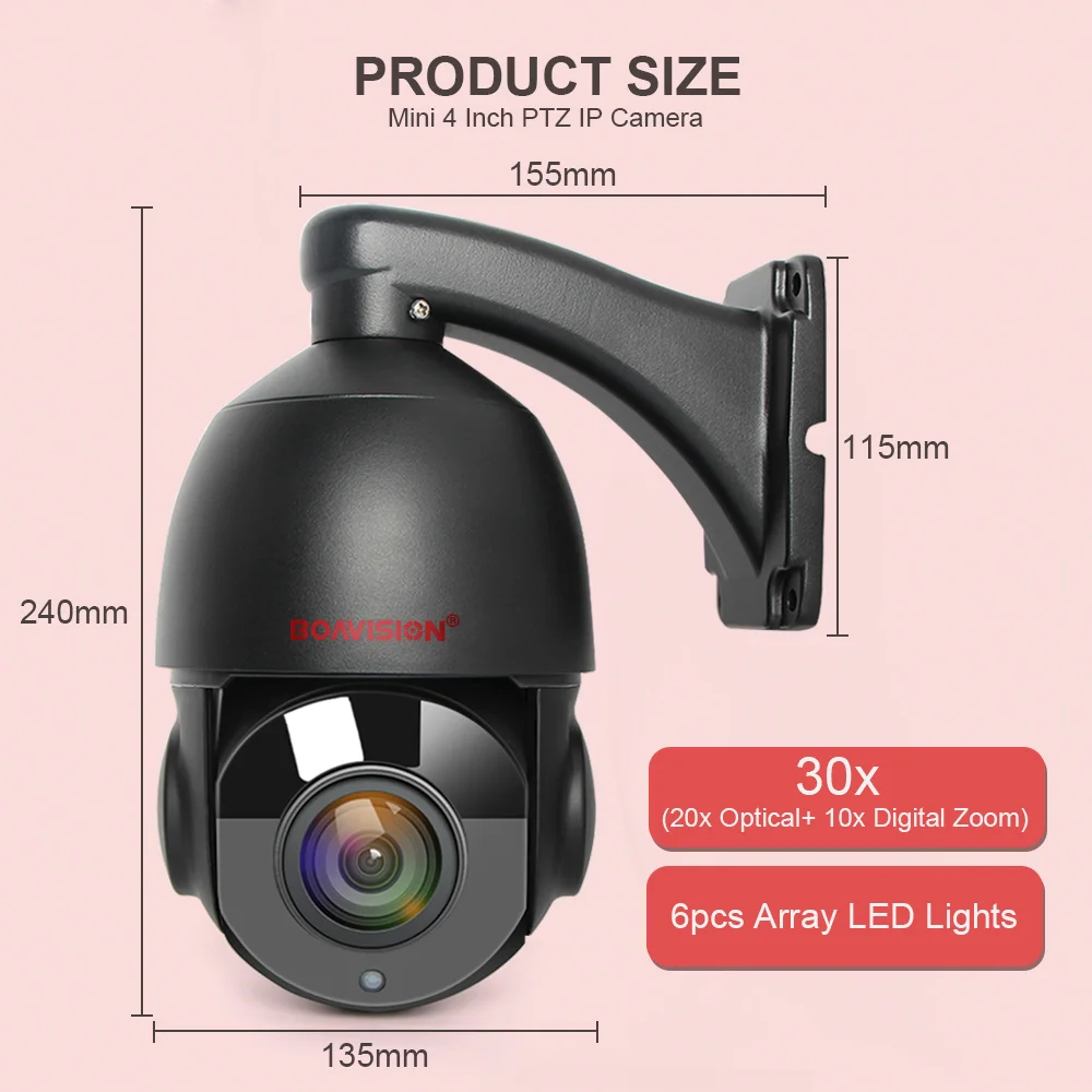 HD 1080P 4 МП 5 Мп Мини PTZ IP камера наружная 30 кратный зум дюймовая скоростная
