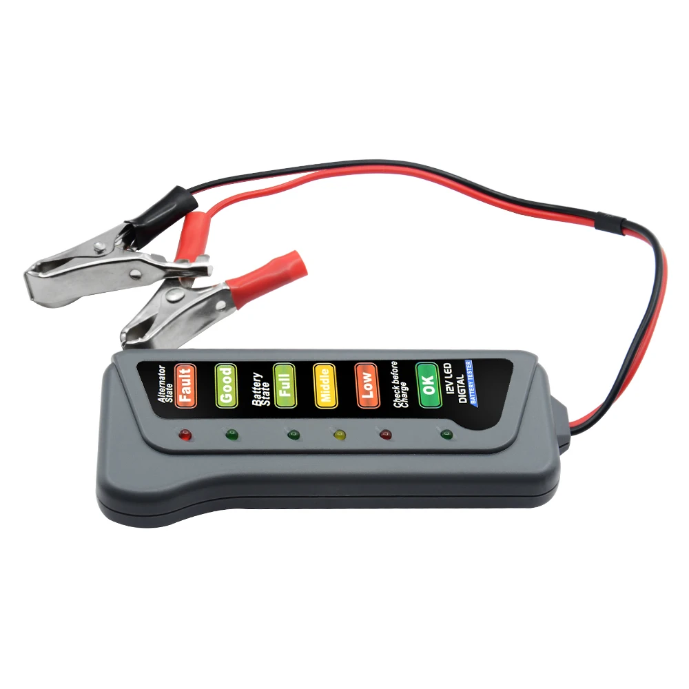 12V Цифровой Батарея генератор переменного тока тестер 6 светодиодный свет