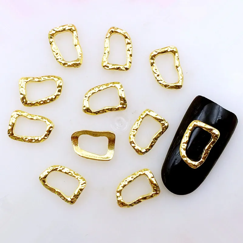 10 шт./лот, новые японские золотые полые трехмерные рамки, 3D наклейки для ногтей из металлического сплава, украшения для ногтей/амулеты/инструменты для маникюра