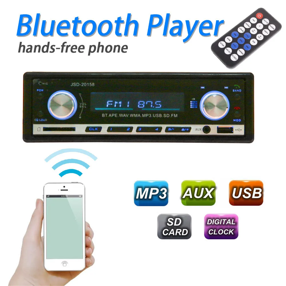 Latest Bluetooth Car MP3 Player 1 Din Stereo Audio In-Dash FM Aux Input Receiver SD USB MP3 Radio Player