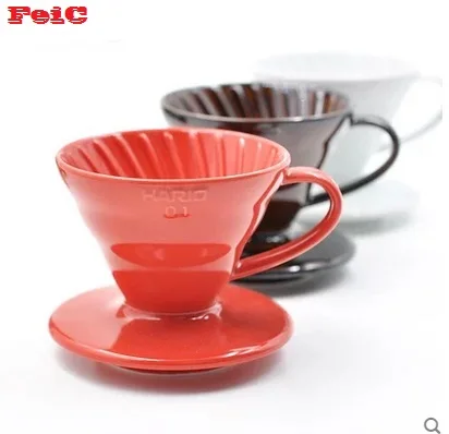 Special Offers FeiC 1pc 3 colors hario  coffee dripper japanese ceramic dripper V60  VDC-01 1-2cups for barista